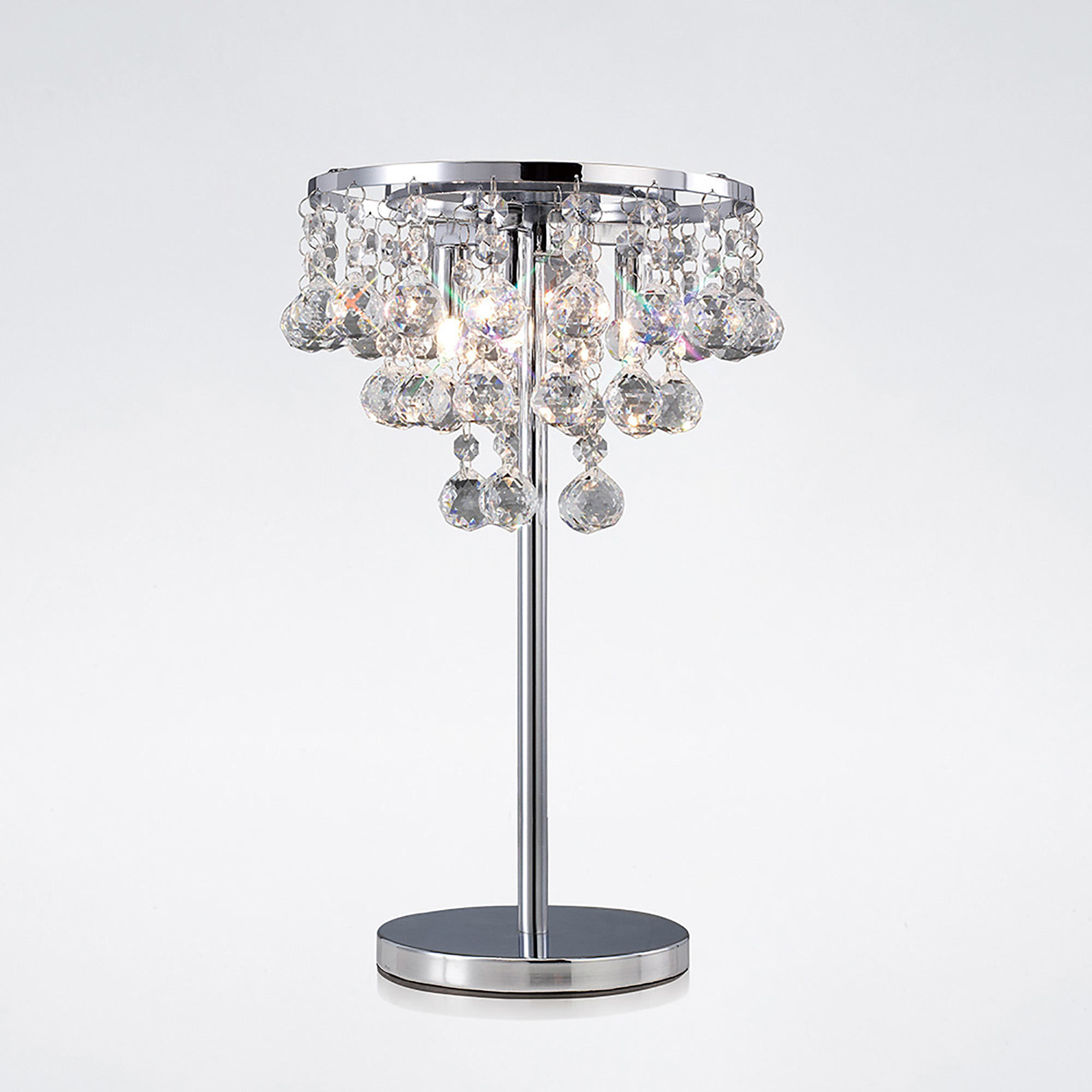IL30028  Atla Crystal 40cm 3 Light Table Lamp Polished Chrome